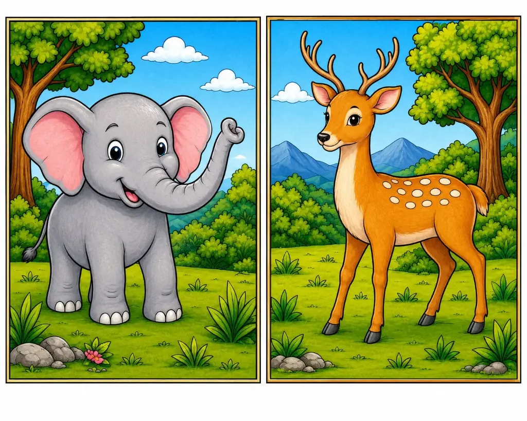 Elephant and Deer kids Canvas painting kit
