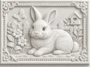 RABBIT Image 3d Printed Relief Model  (copy)