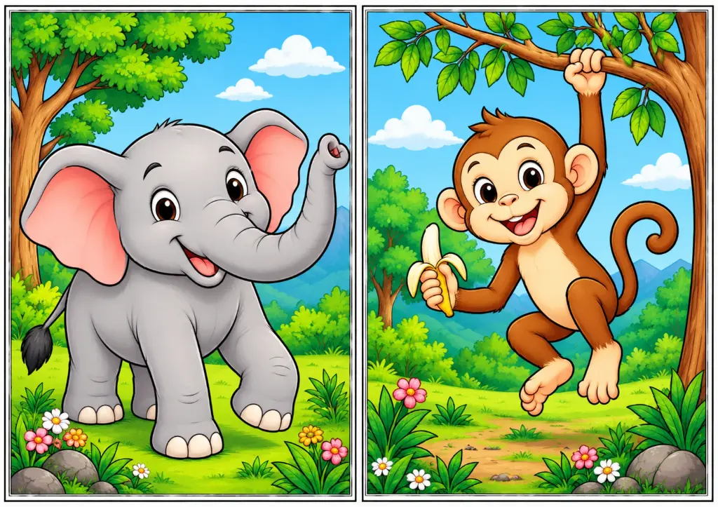 Elephant and Monkey kids Canvas painting kit