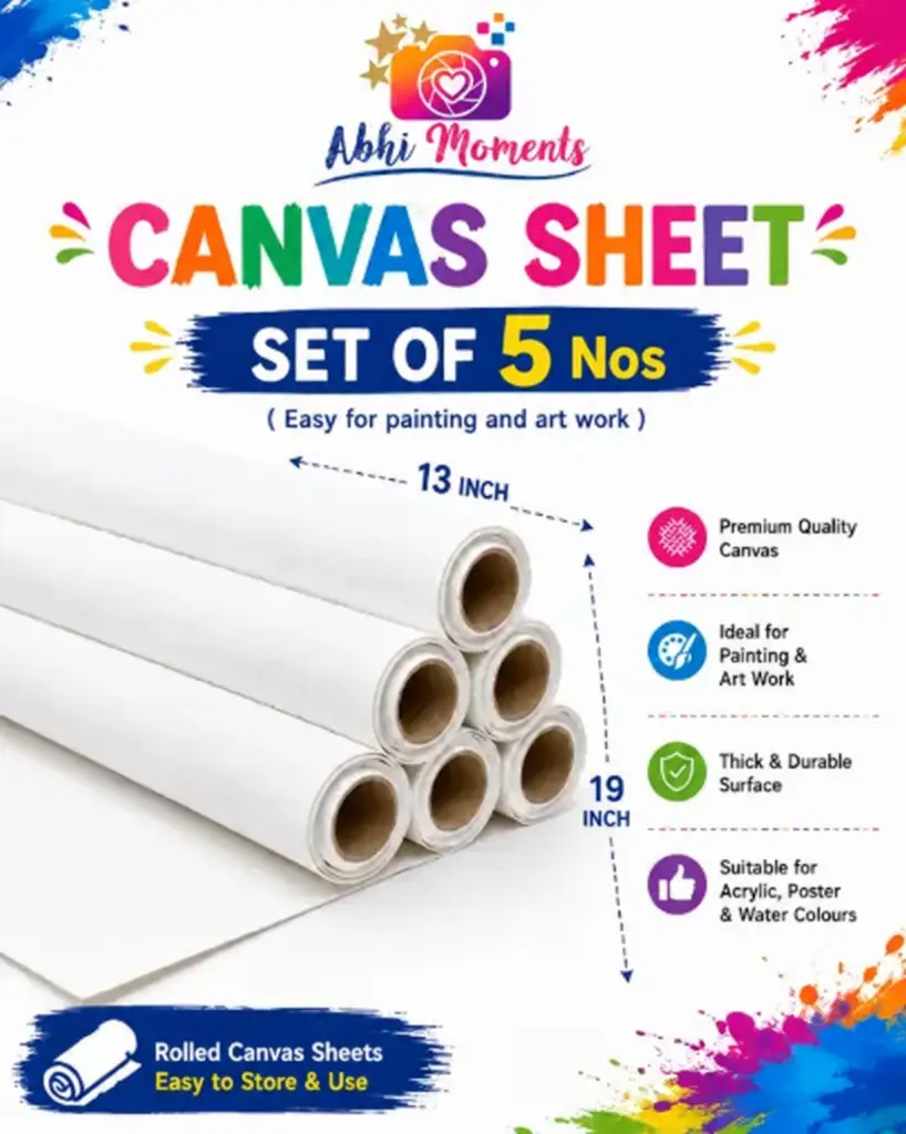 Thick Canvas Sheet for Art Work ( SET of 5 Nos) - 13" * 19" BIG SIZE 