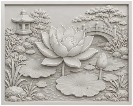 Lotus Image 3d Printed Relief Model 