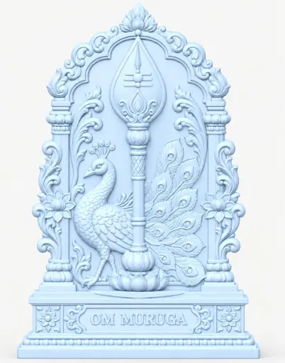 Om Muruga VELUM MAYILUM - RELIEF MODEL - SKYBLUE