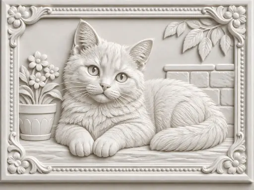 CAT Image 3d Printed Relief Model 